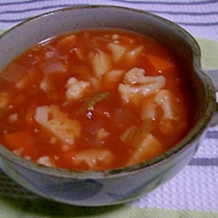 カリフラワーのトマト味スープ